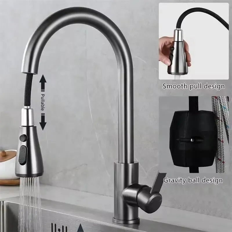 Kitchen faucets with pull out spray