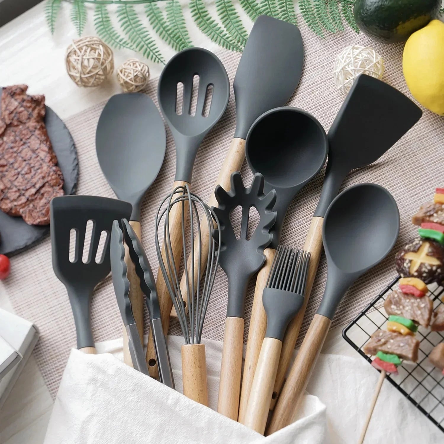 12 PCS Silicone Cooking Utensils Kitchen Utensil Set
